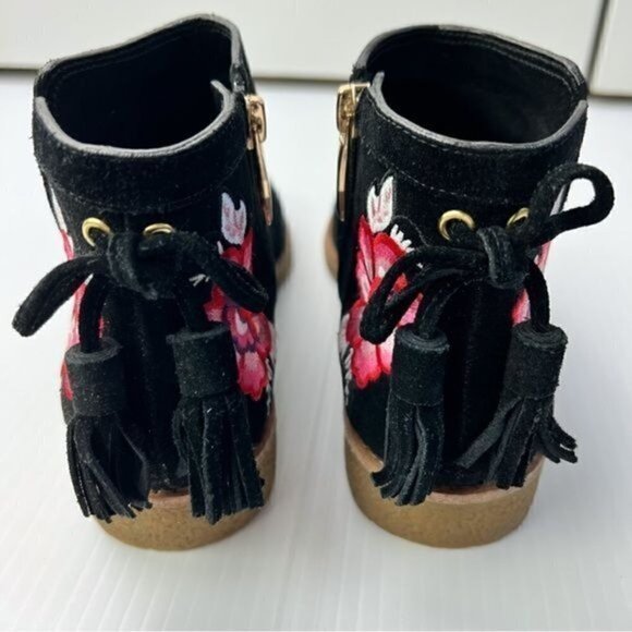 Kate Spade New York Bellville Floral Embroidered Suede Black Booties Size 6 - Picture 7 of 12